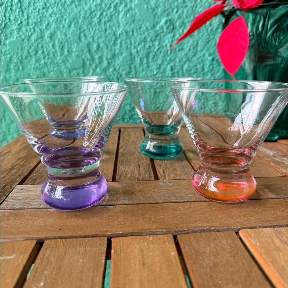 Neon Fluorescent Base Short Martini Glasses Set of 4